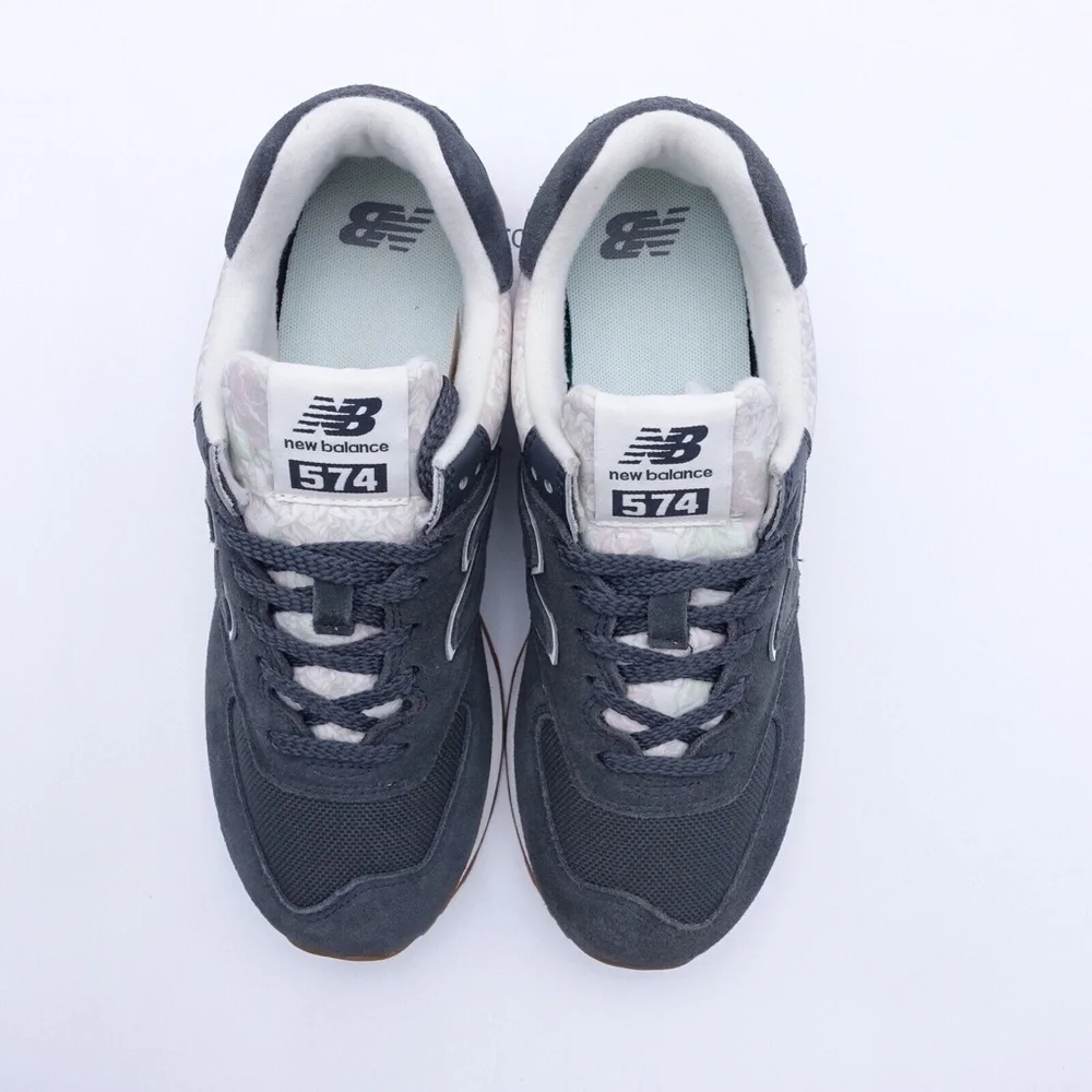 NEW New Balance 574 Sneakers WL574WC Grey/White/Floral - Picture 4 of 15